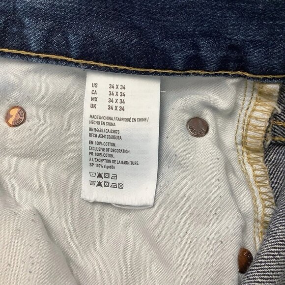 American Eagle Outfitters Slim Straight Blue Denim Jeans Mens Size 34X33 - Picture 9 of 10